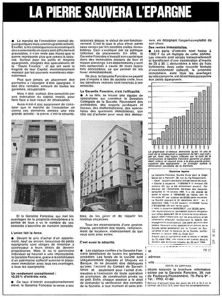Publicit� Garantie fonci�re 1969