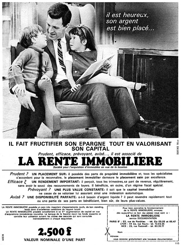 Publicité Rente Immobilire 1966