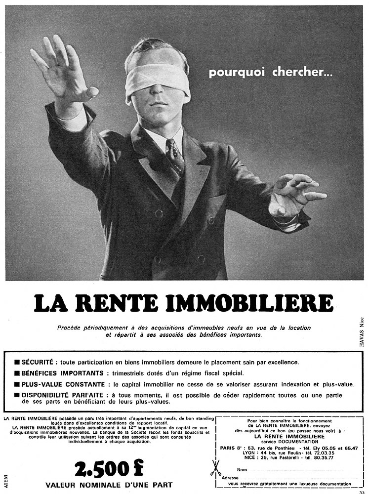 Publicit� Rente Immobili�re 1967