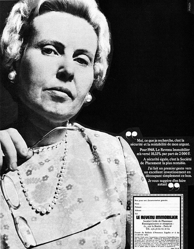 Publicité Revenu Immobilier 1969