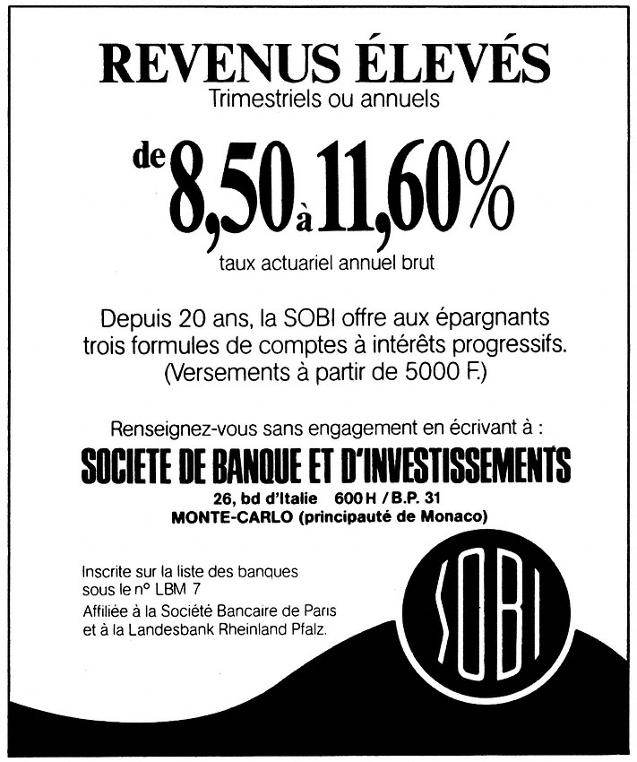 Publicité Sobi 1976