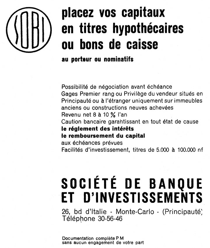 Publicité Sobi 1962