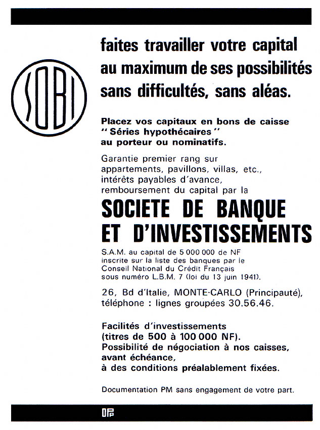 Publicité Sobi 1963