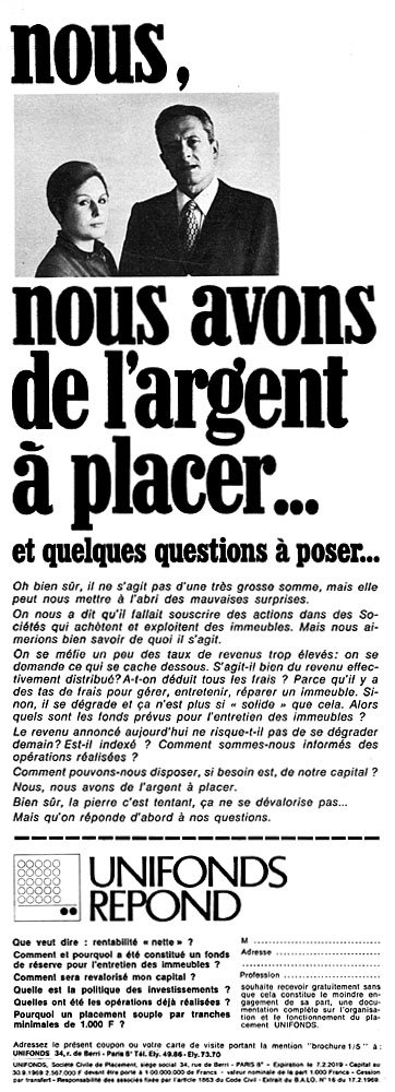 Publicit� Unifonds 1969