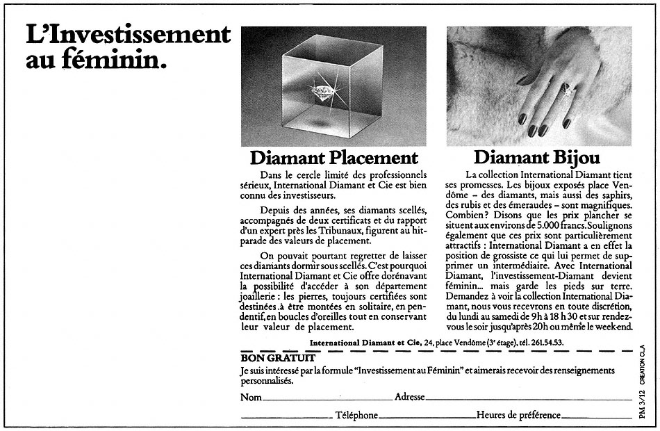 Publicité Diamant 1981