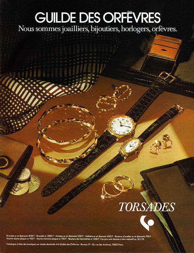 Publicité Guilde des Orfvres 1978