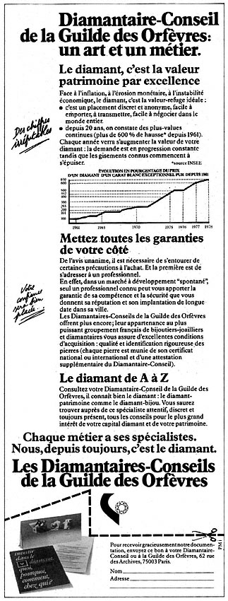 Publicité Guilde des Orfvres 1979