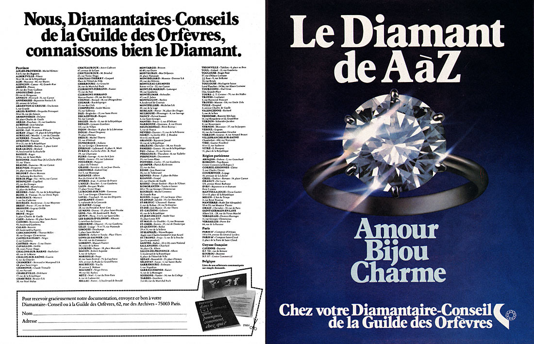 Publicité Guilde des Orfvres 1979