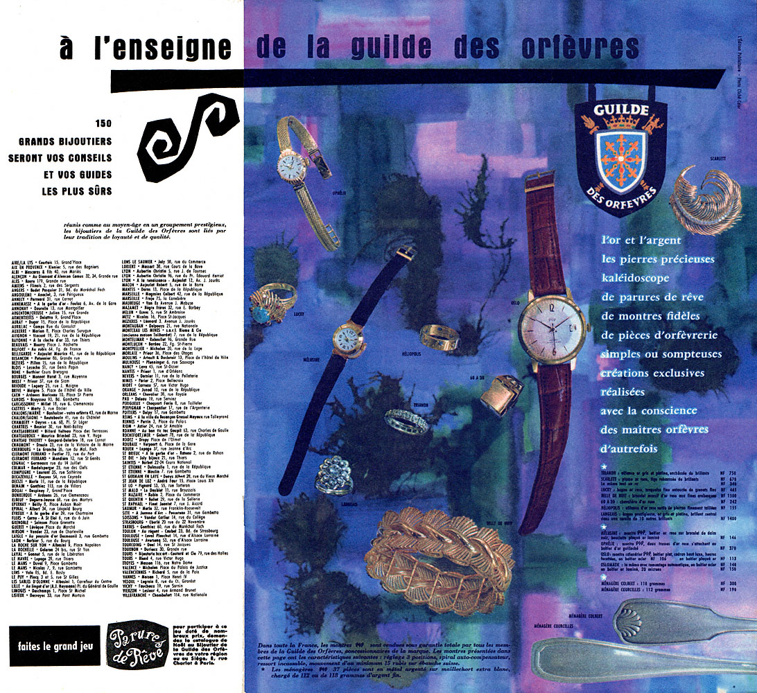 Publicité Guilde des Orfvres 1960