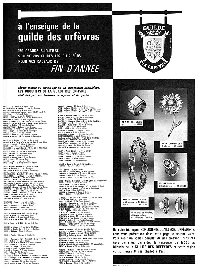 Publicité Guilde des Orfvres 1961