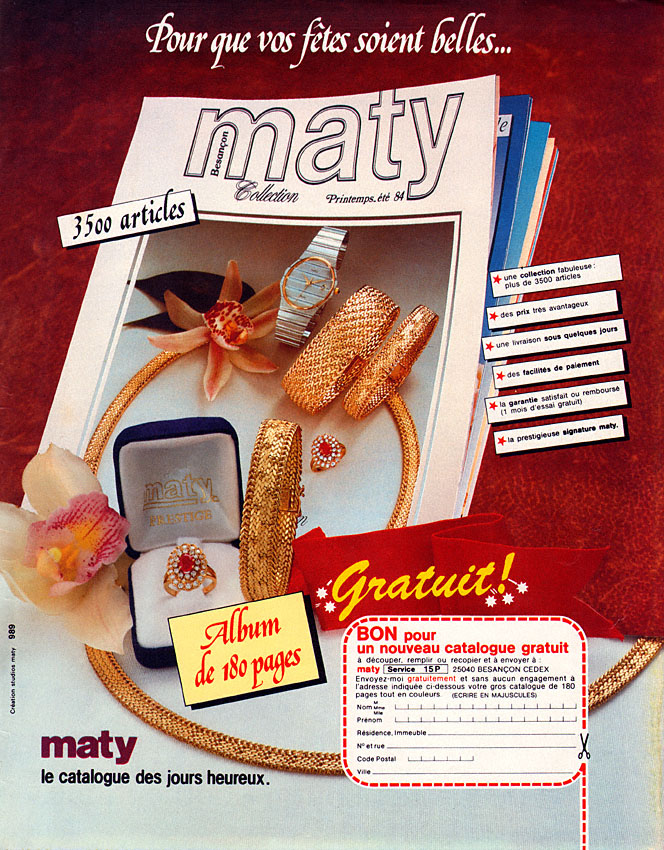 Publicité Maty 1984