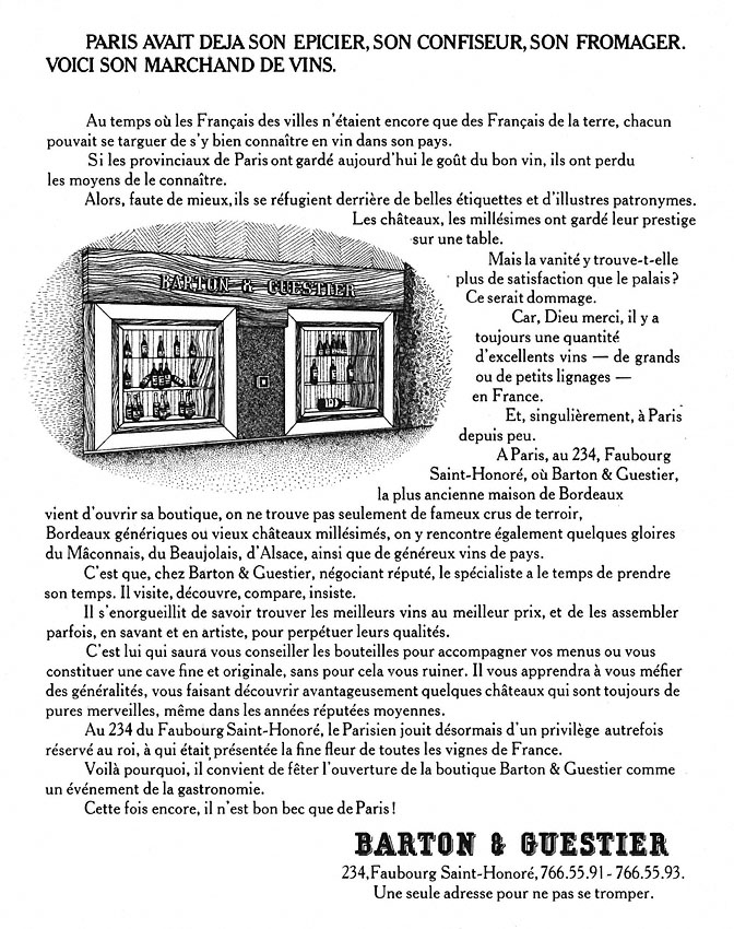 Publicité Barton & Guestier 1974
