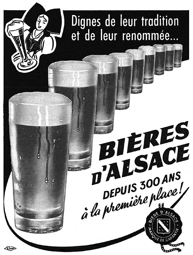 Publicité Bires d'Alsace 1954