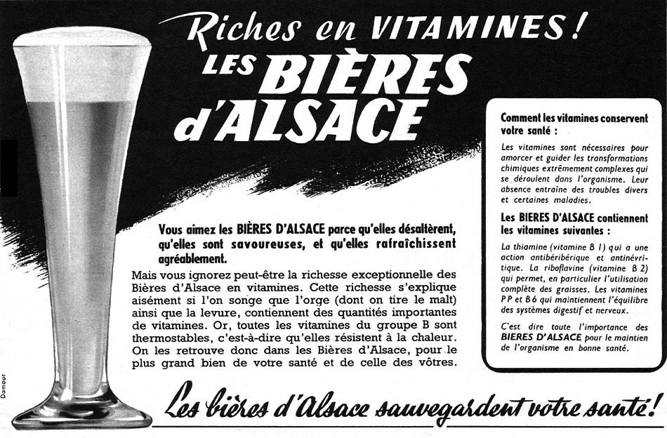 Publicité Bires d'Alsace 1955