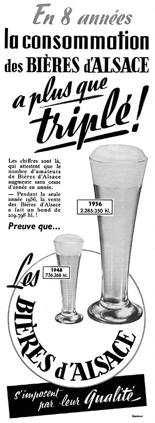 Publicité Bires d'Alsace 1957