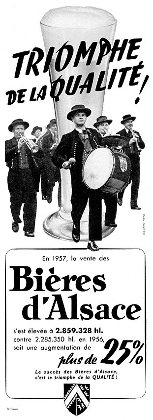 Publicité Bires d'Alsace 1958