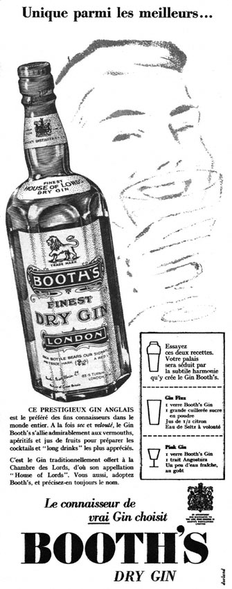 Publicité Booth's 1952