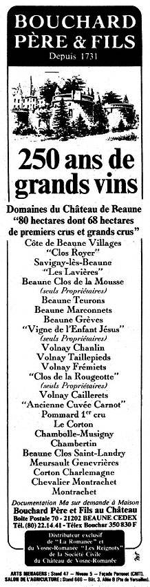 Publicité Bouchard 1982