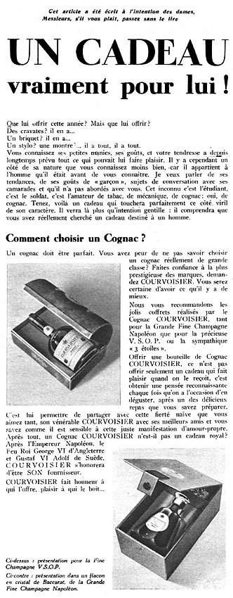 Publicité Courvoisier 1952