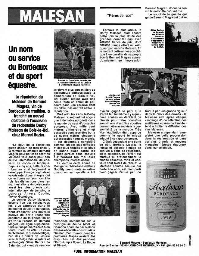 Publicité Malesan 1986