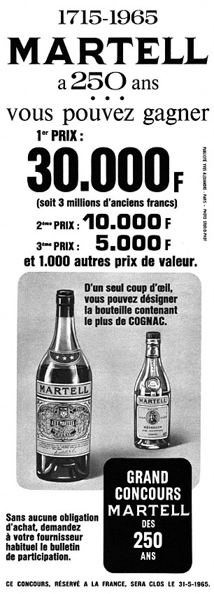 Publicité Martell 1965