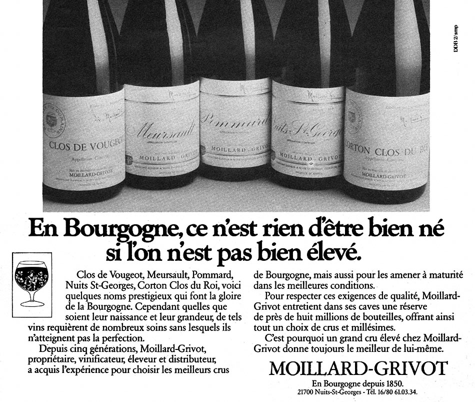 Publicité Moillard-Grivot 1983