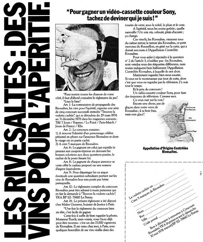 Publicité Rivesaltes 1976