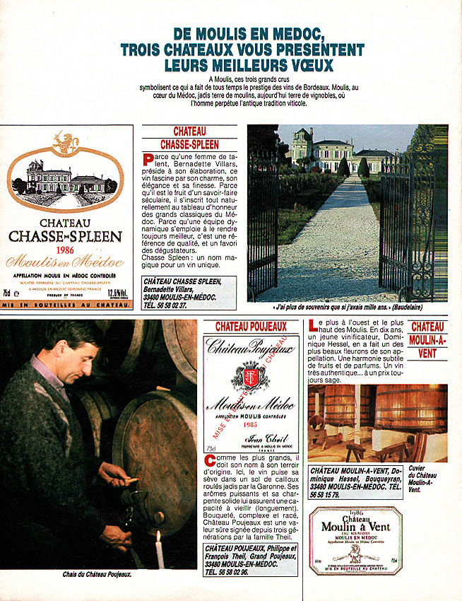 Publicité ZxDivers Vins 1989