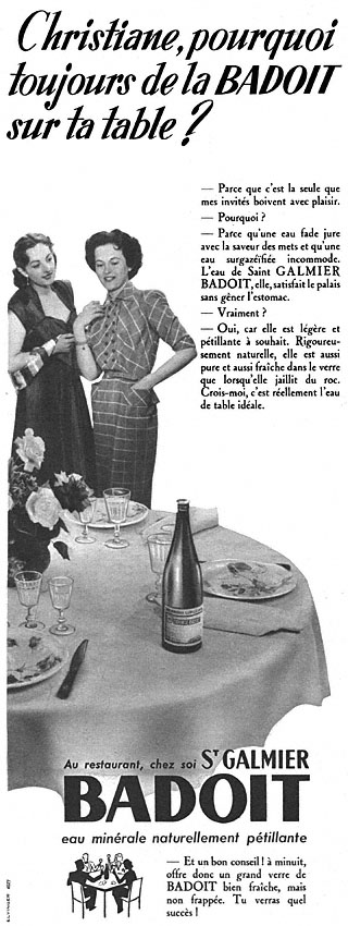 Publicité Badoit 1952