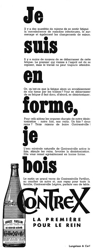 Publicité Contrexeville 1957