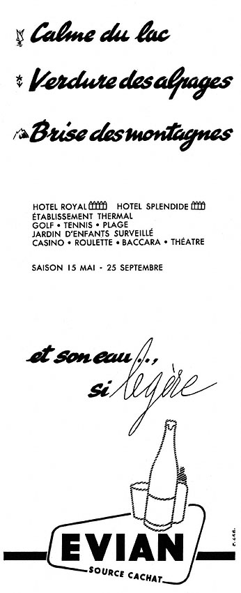 Publicité Evian 1953