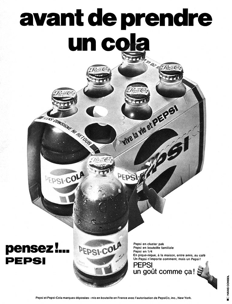 Publicit� Pepsi Cola 1969
