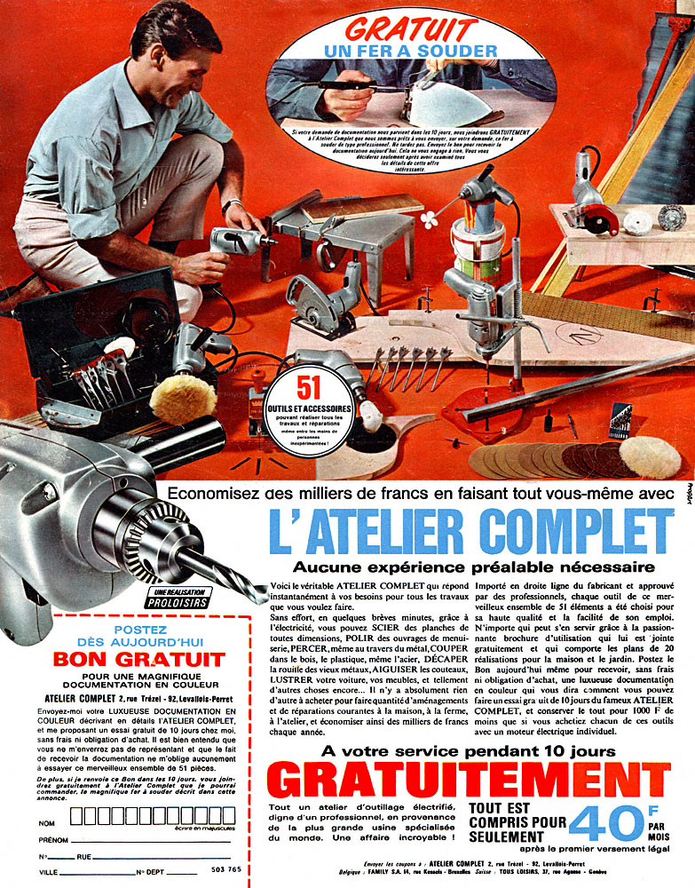 Publicit� Atelier Complet 1967