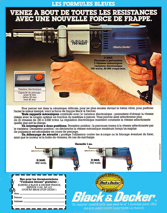 Publicité Black & Decker 1980