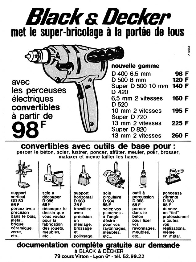 Publicité Black & Decker 1968