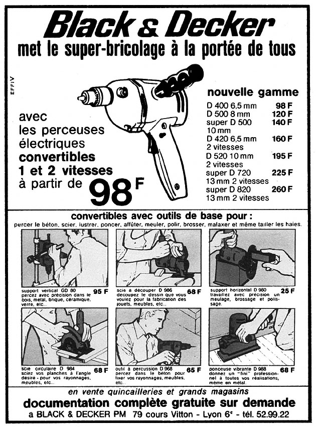 Publicité Black & Decker 1968