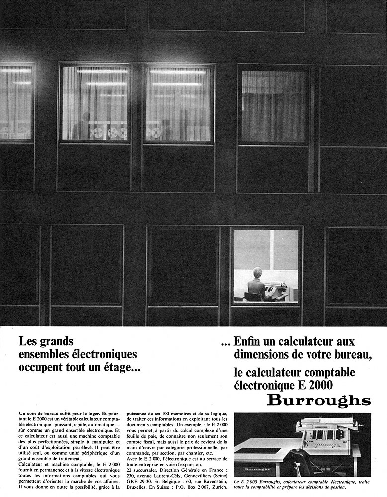 Publicit� Burroughs 1964