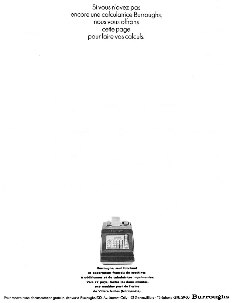 Publicit� Burroughs 1966