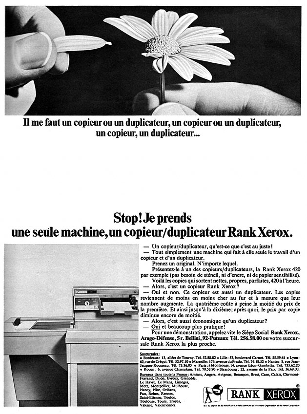 Publicité Rank Xerox 1967