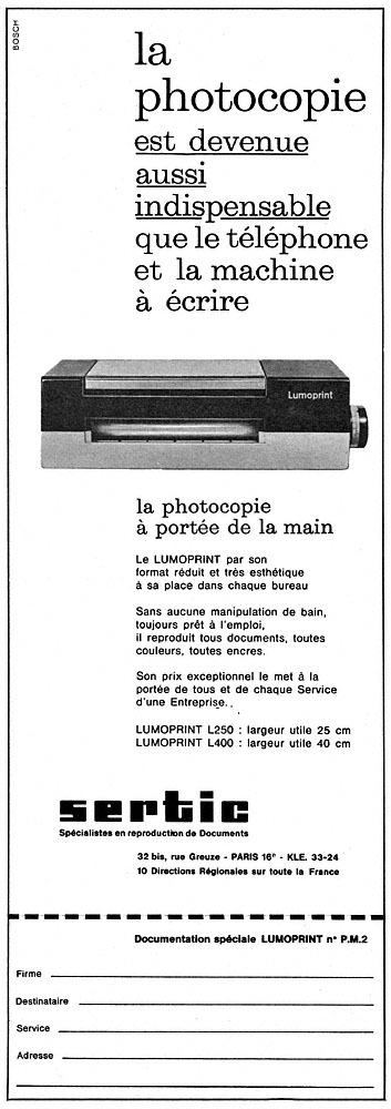 Publicité Sertic 1964