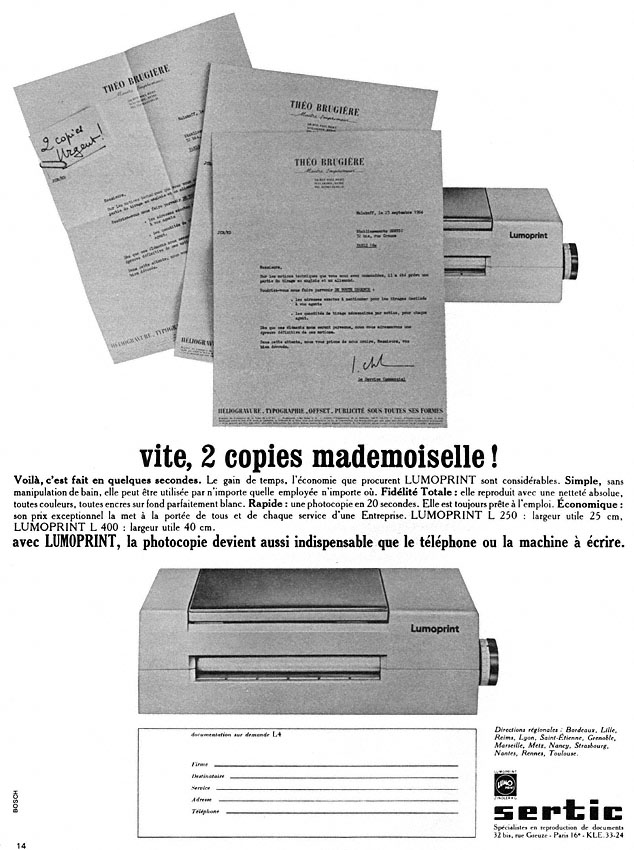 Publicité Sertic 1964