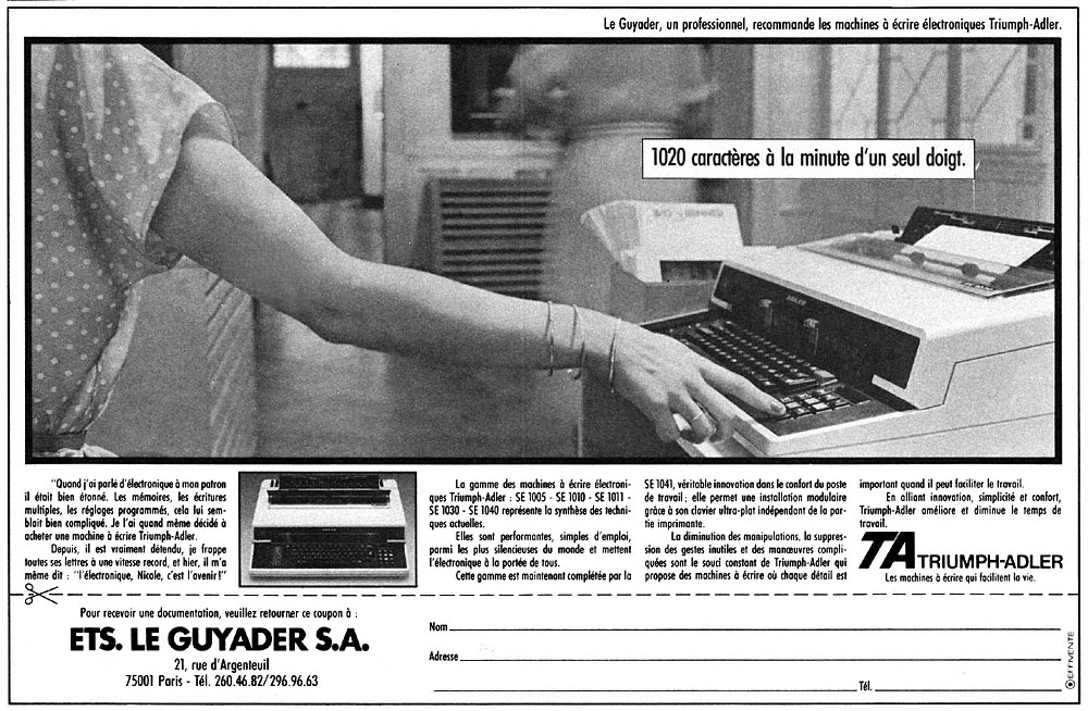Publicité Triumph Adler 1983