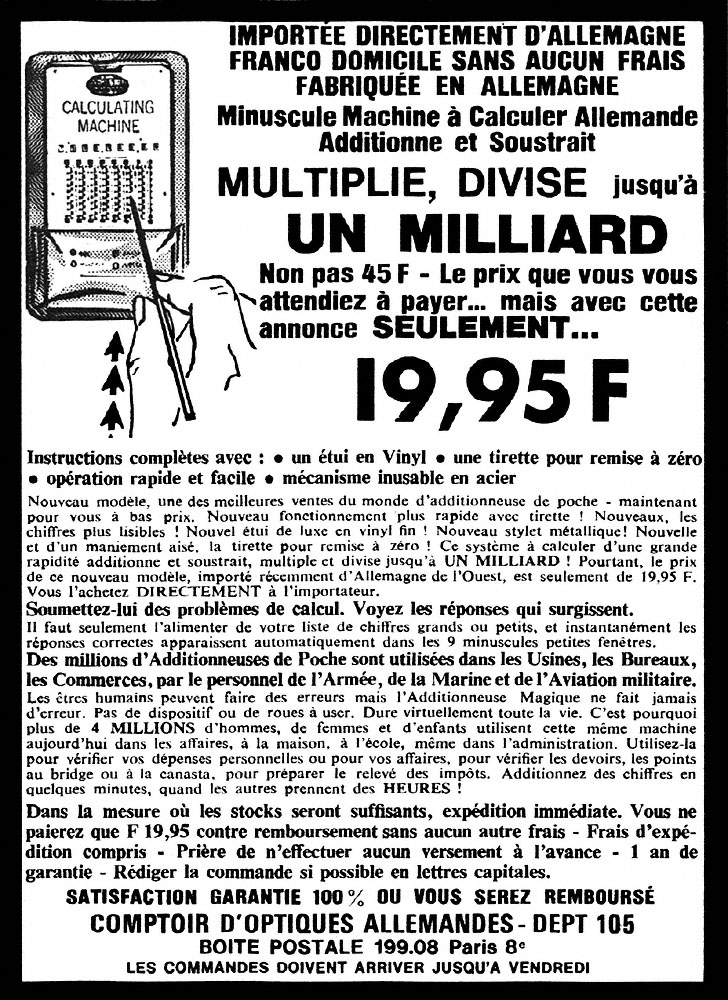 Publicit� Divers 1965