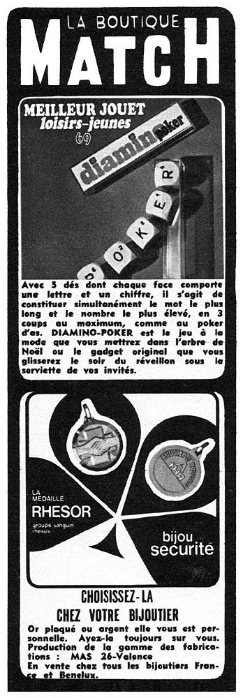 Publicit� Boutique Match 1969