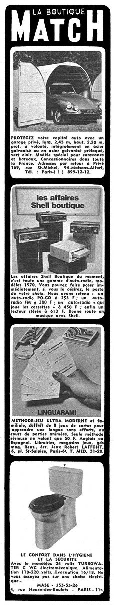 Publicit� Boutique Match 1970