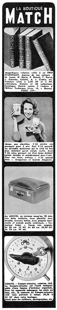 Publicité Boutique Match 1960