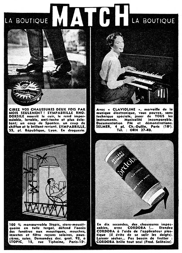 Publicité Boutique Match 1961