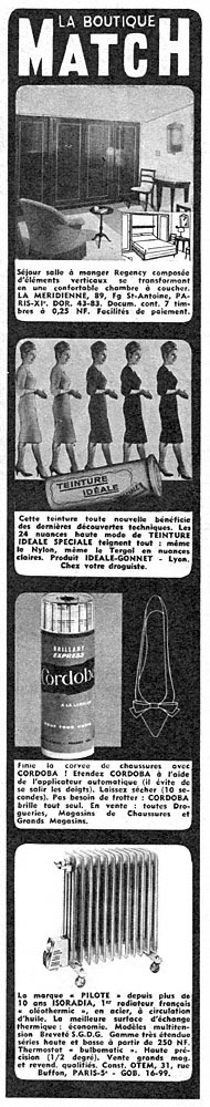 Publicité Boutique Match 1961