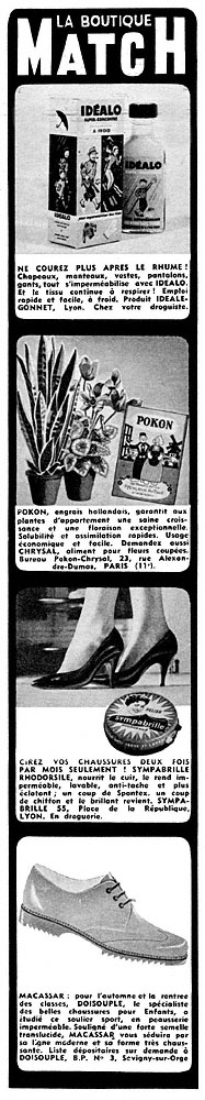 Publicité Boutique Match 1961