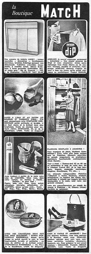 Publicité Boutique Match 1962